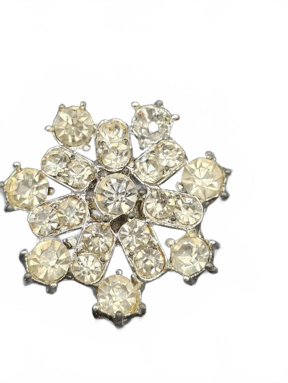 Clear Rhinestone Snowflake Brooch